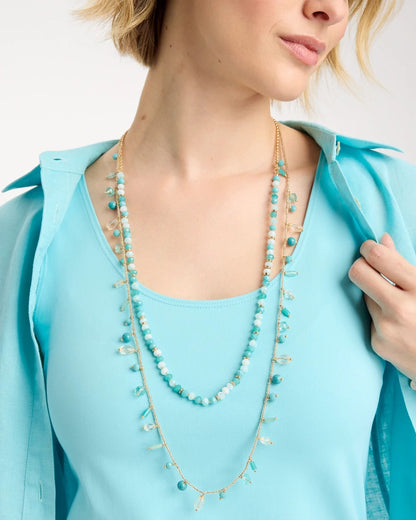Chico's Multi-Strand Aqua Layering Necklace