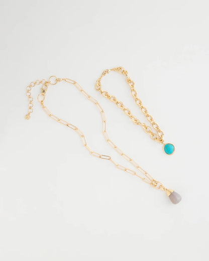 Chico's Double-Strand Blue Pendant Necklace
