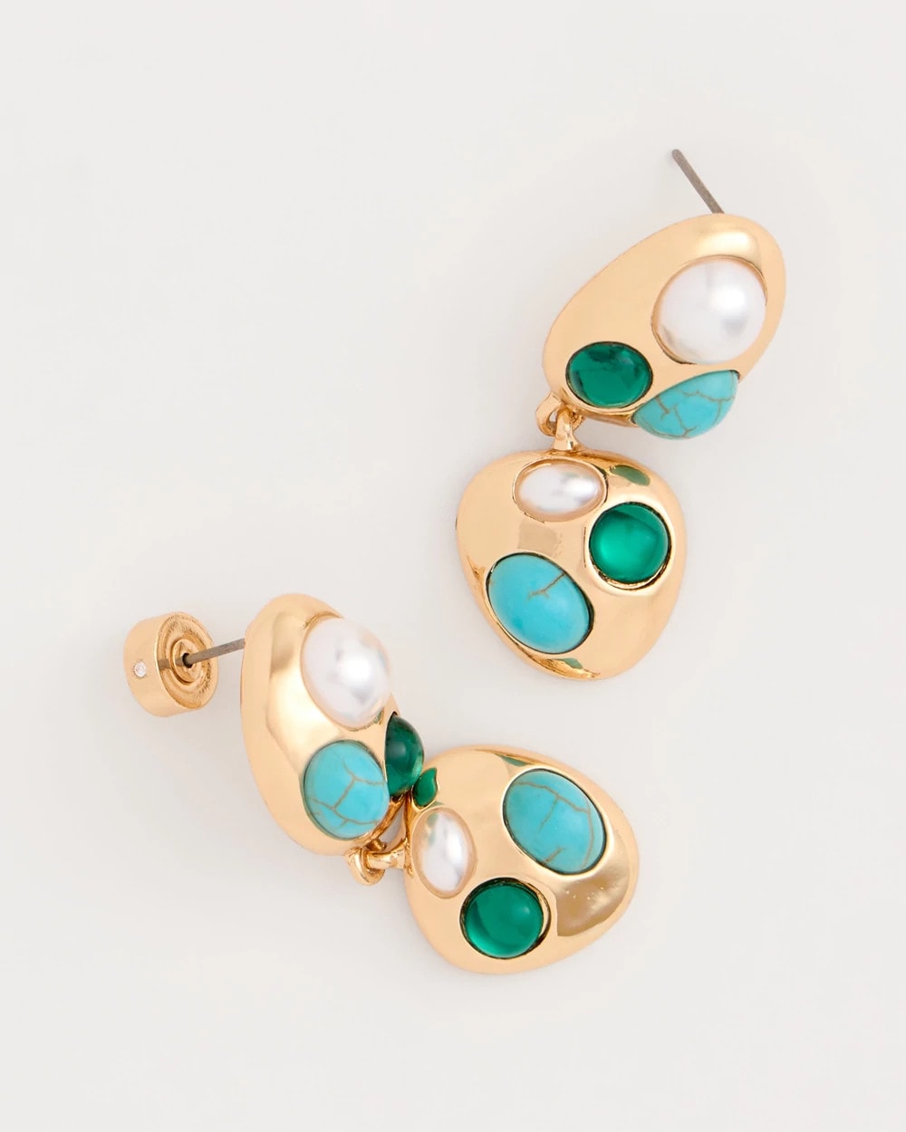 Chico's Blue Pearl Cab Drop Earrings