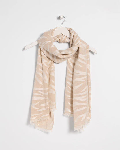 Chico's Neutral Zebra Jacquard Oblong Scarf