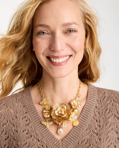 Chico's Chico’s Originals Filigree Flower Bib Necklace