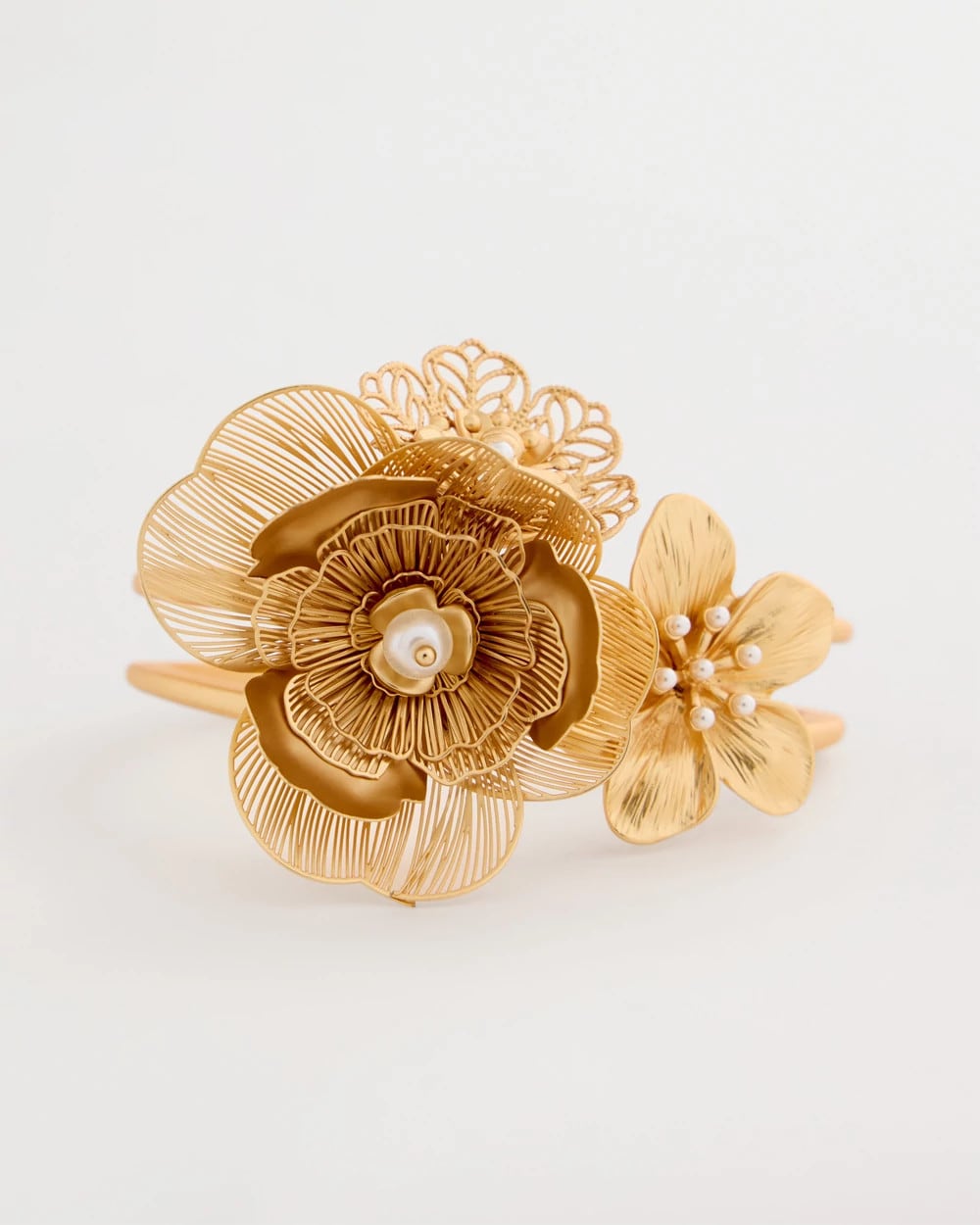 Chico's Filigree Flower Hinge Cuff Bracelet