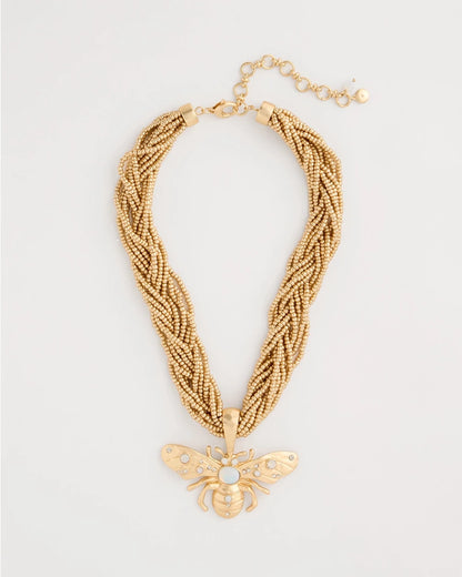 Chico's Beaded Bee Pendant Necklace