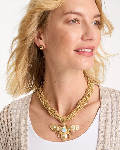 Chico's Beaded Bee Pendant Necklace