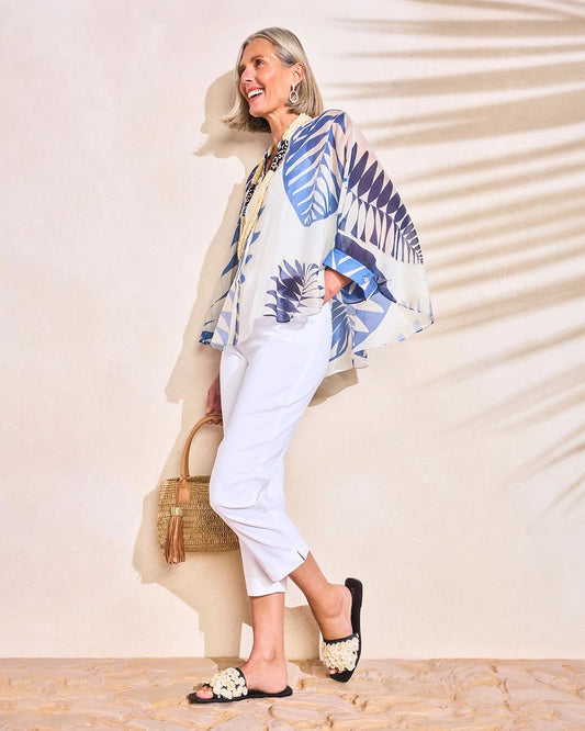Chico's Palm Frond Short Poncho