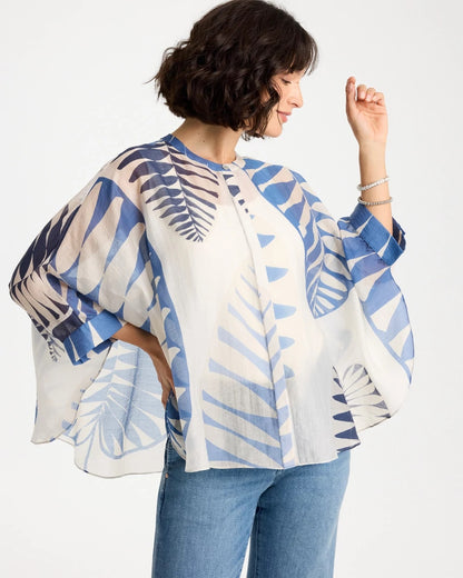 Chico's Palm Frond Short Poncho