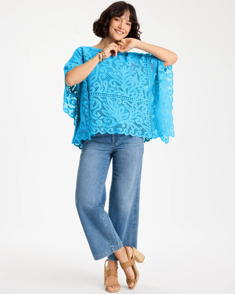 Chico's Cotton Crochet Lace Poncho