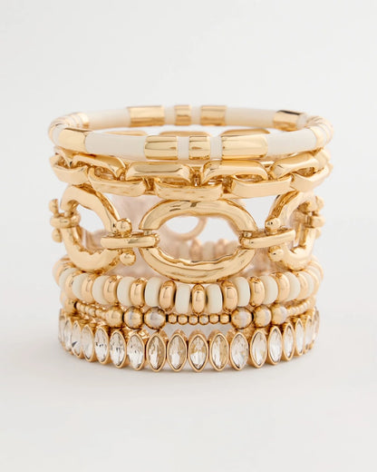 Chico's White Gold Slice Stretch Bracelet
