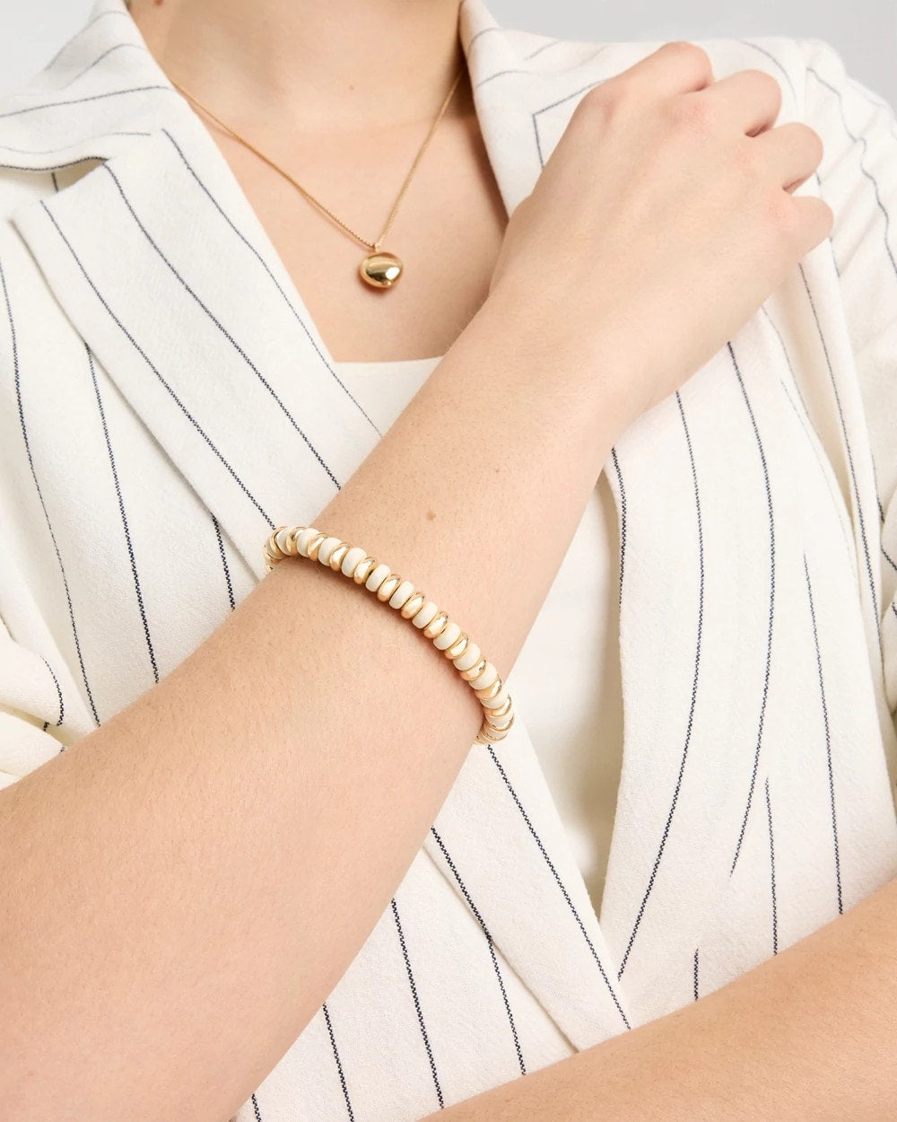 Chico's White Gold Slice Stretch Bracelet