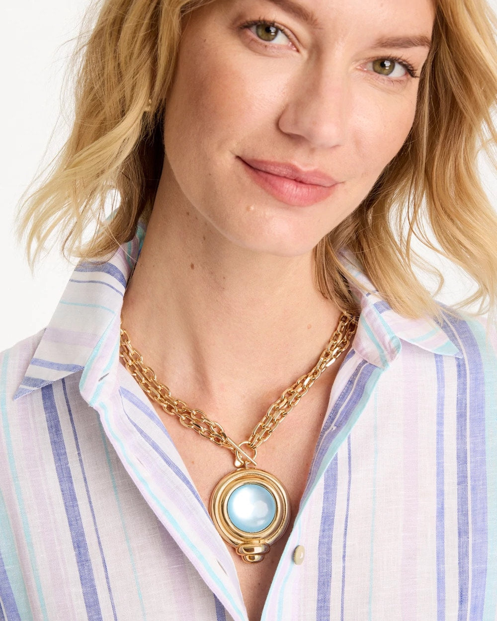 Chico's Twice As Nice Aqua Pendant Necklace