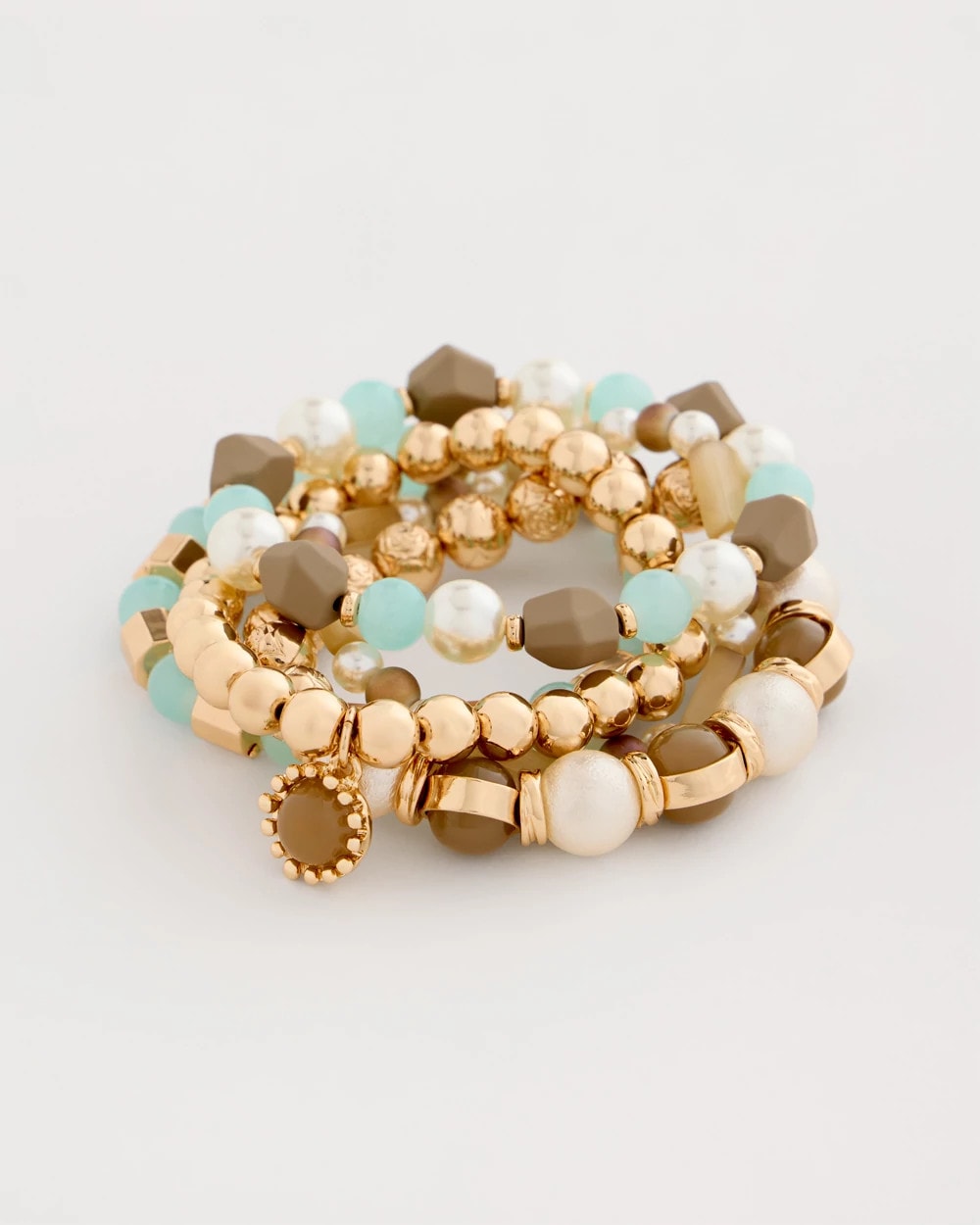 Chico's Aqua Stretch Set of Five Beaded Bracelets