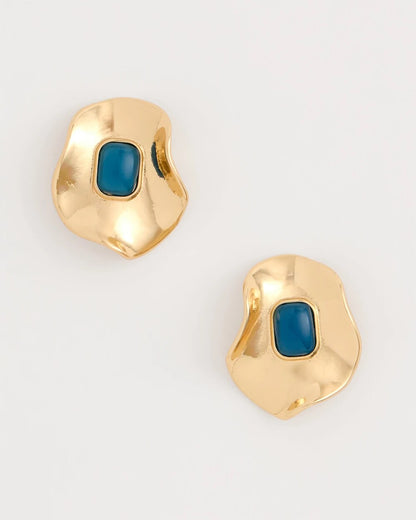 Chico's Blue Resin Cab Oversized Stud Earrings