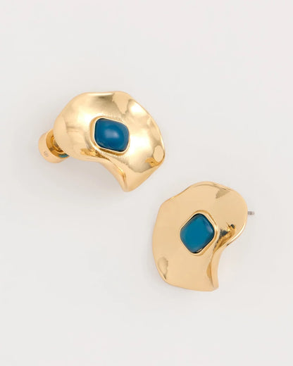 Chico's Blue Resin Cab Oversized Stud Earrings