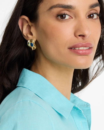 Chico's Blue Resin Cab Oversized Stud Earrings
