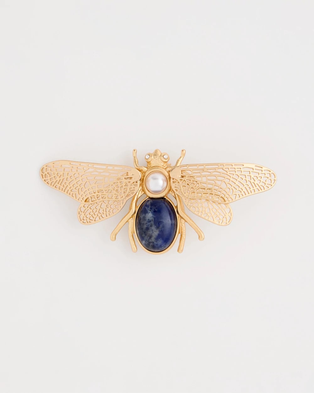 Chico's Sodalite Stone Pearl Bee Brooch