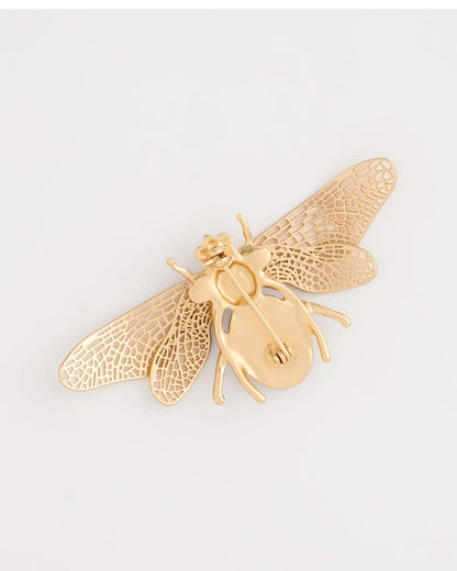 Chico's Sodalite Stone Pearl Bee Brooch