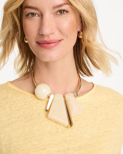 Chico's Faux Horn Geo Bib Necklace