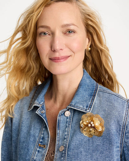 Chico's Filigree Flower Brooch