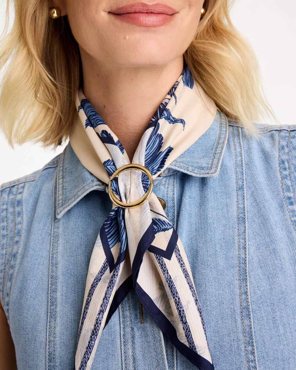 Chico's Golden Round Scarf Ring