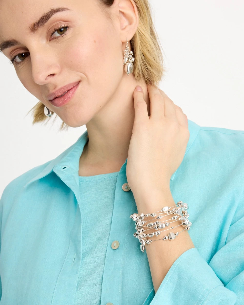 Chico's Silvertone Coil Bracelet