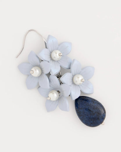 Chico's Lapis Lazuli Stone Flower Earrings
