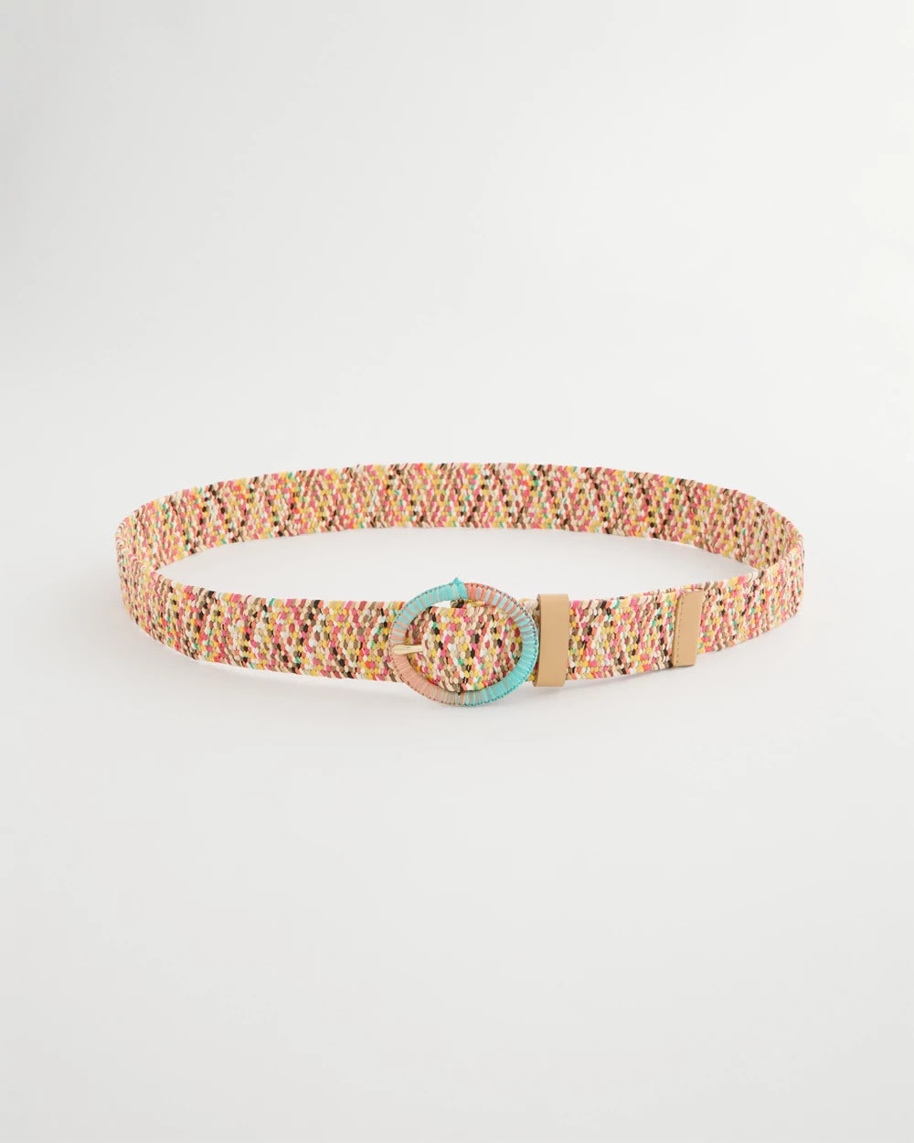 Chico's Raffia Wrapped Multi-Color Stretch Belt