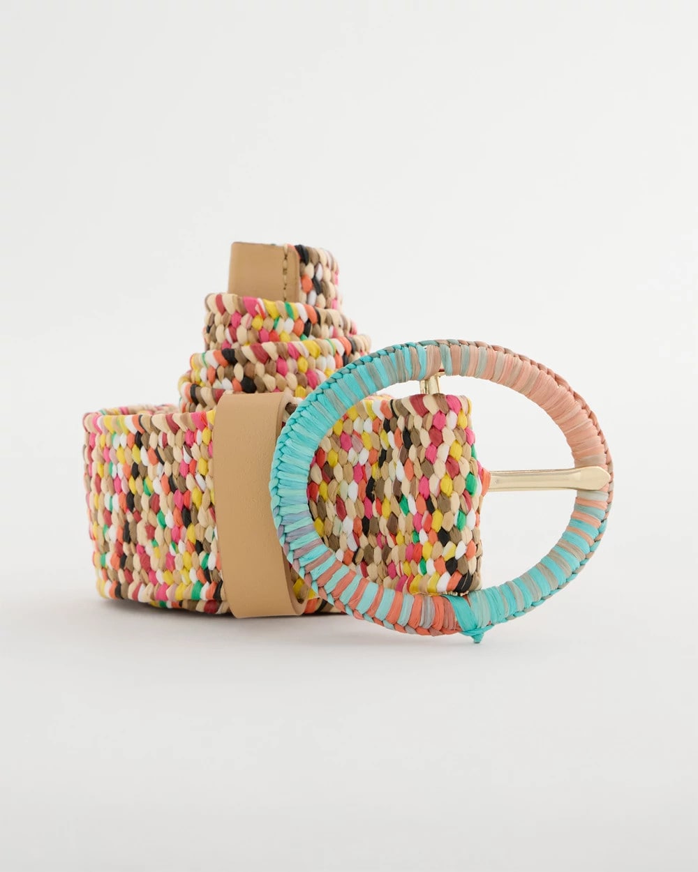 Chico's Raffia Wrapped Multi-Color Stretch Belt
