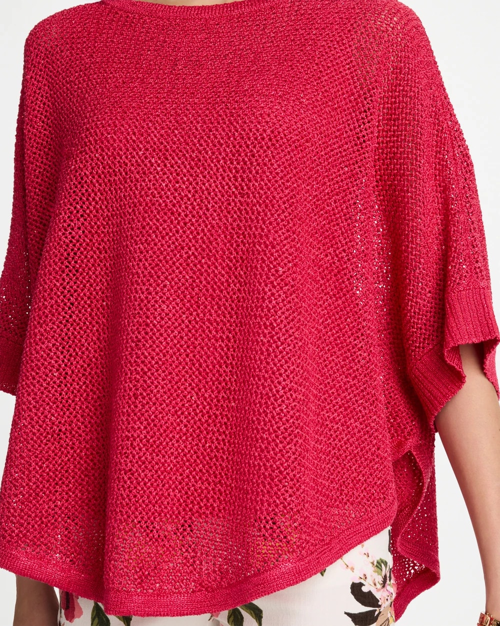 Chico's Sequin Boatneck Rounded Hem Poncho
