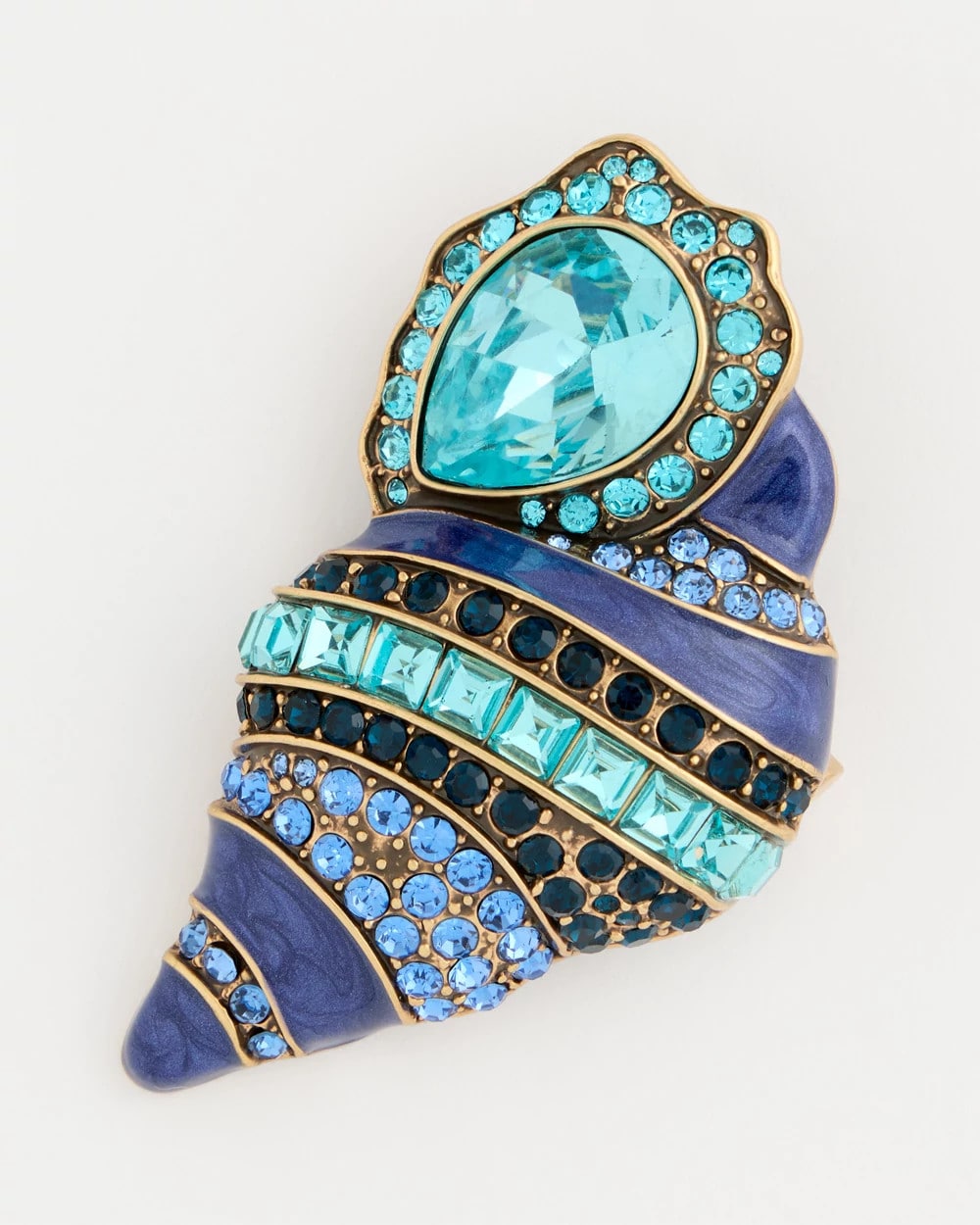 Chico's Faux Blue Halo Diamond Conch Shell Brooch