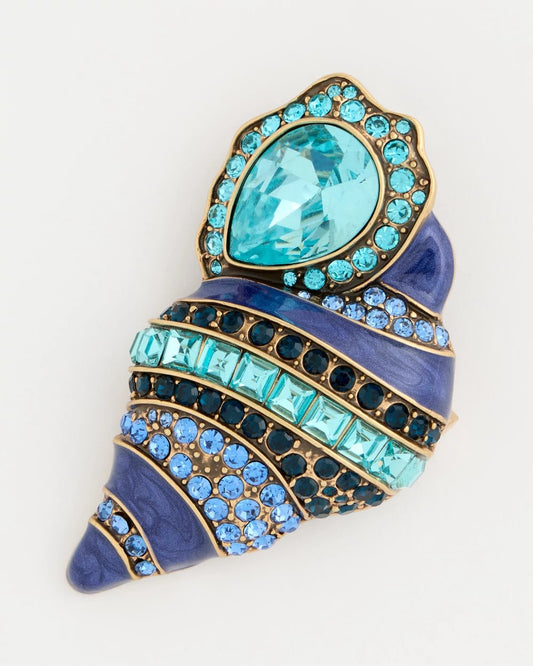 Chico's Faux Blue Halo Diamond Conch Shell Brooch
