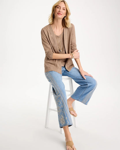 Chico's Linen Open Front Cardigan