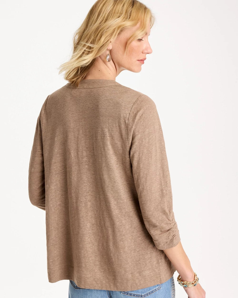 Chico's Linen Open Front Cardigan