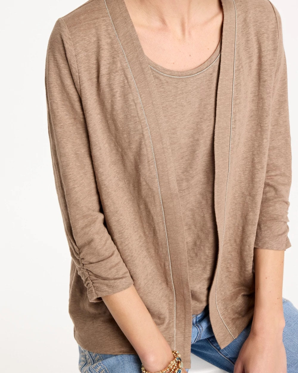 Chico's Linen Open Front Cardigan