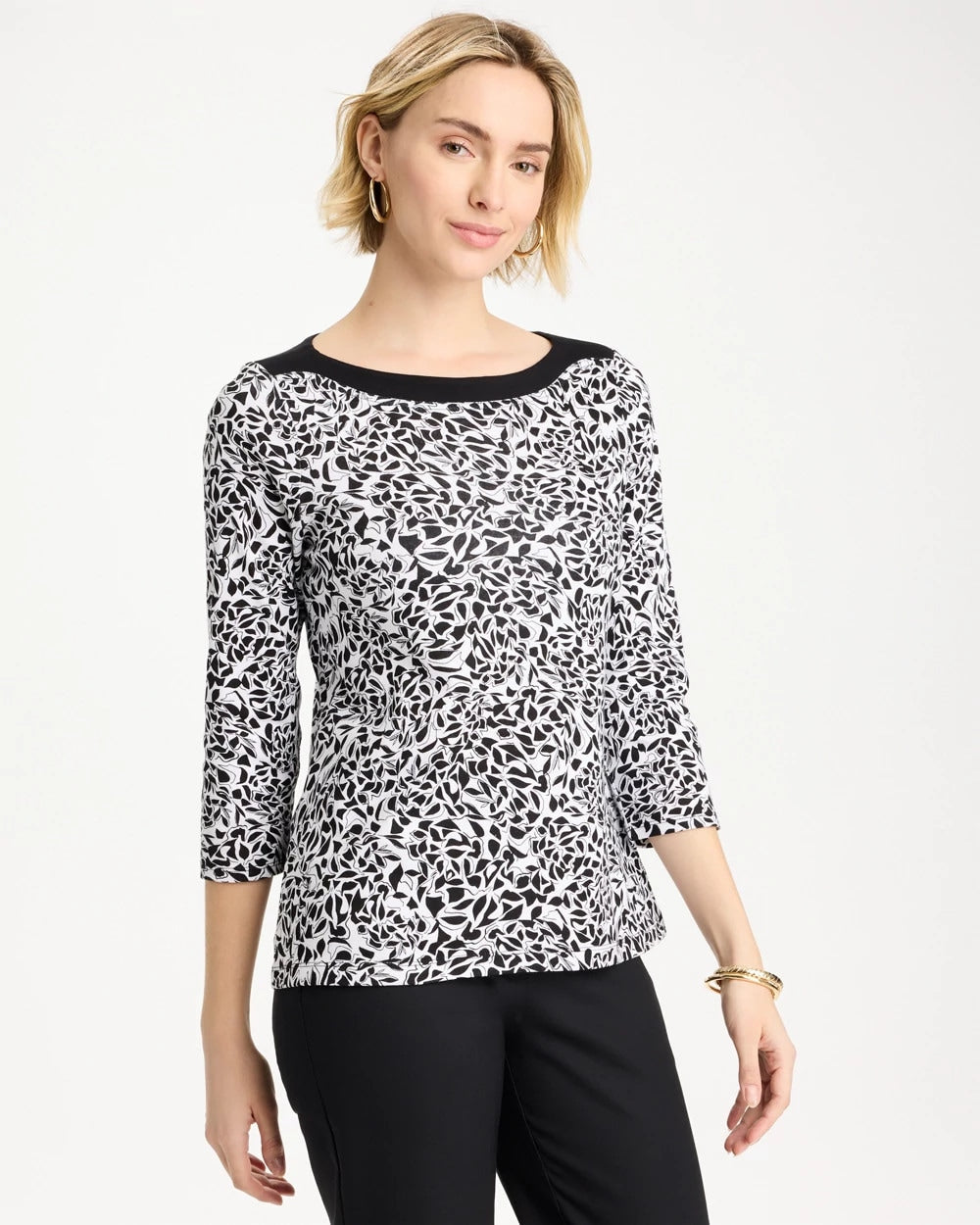 Chico's Fauna Pima 3/4 Sleeve Tee