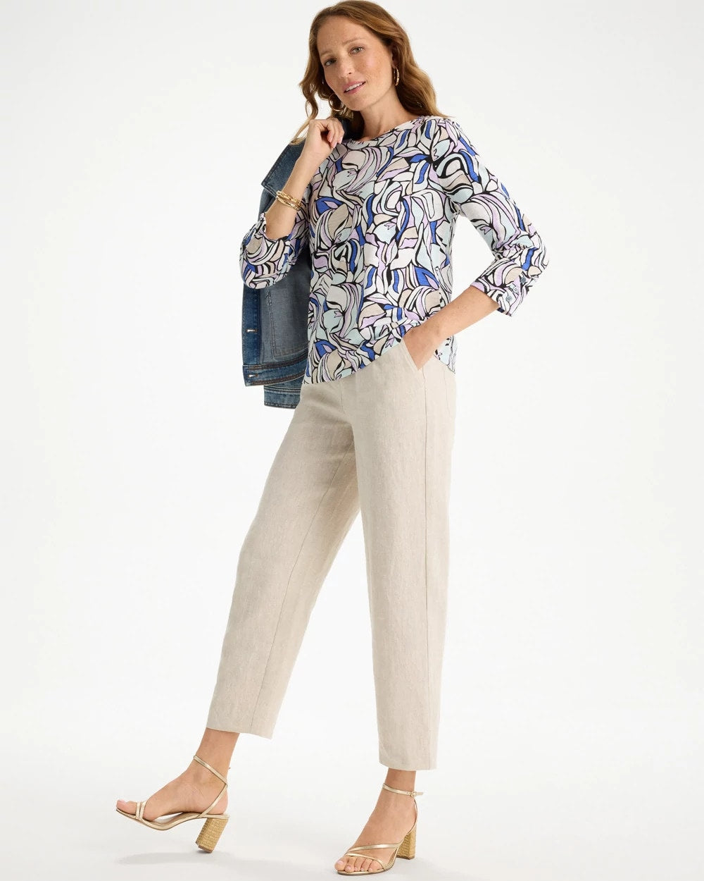 Chico's Floral Cotton Slub Tee