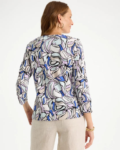 Chico's Floral Cotton Slub Tee