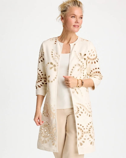 Chico's Long Faux Leather Kimono