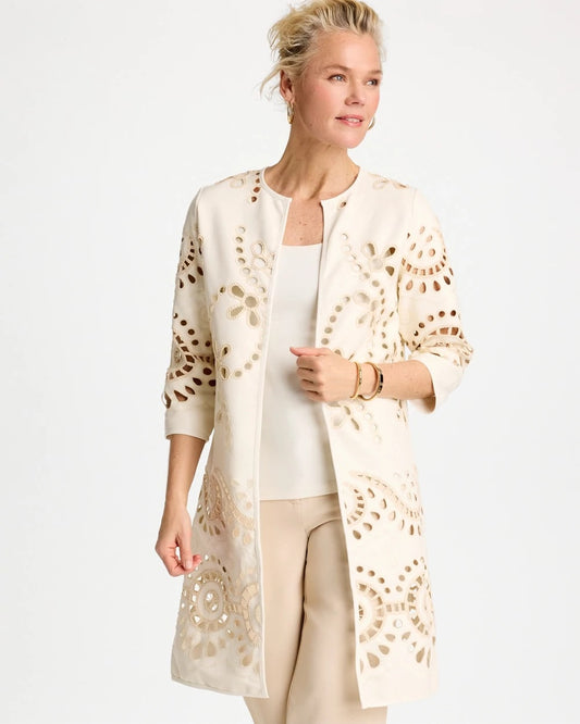 Chico's Long Faux Leather Kimono