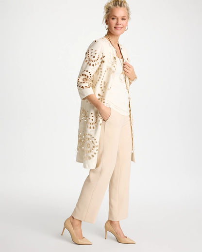 Chico's Long Faux Leather Kimono