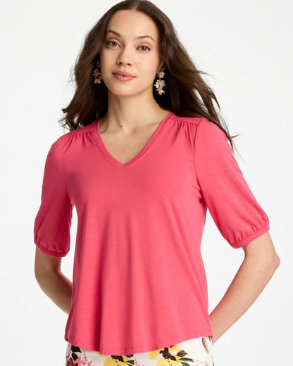 Chico's Shirred Elbow Sleeve Tee