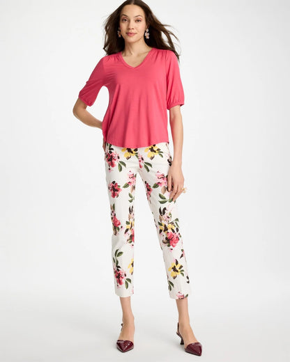Chico's Shirred Elbow Sleeve Tee