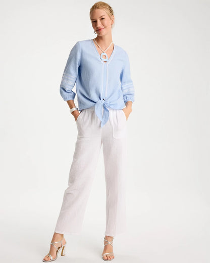 Chico's Cotton Gauze Tie-Front Blouse