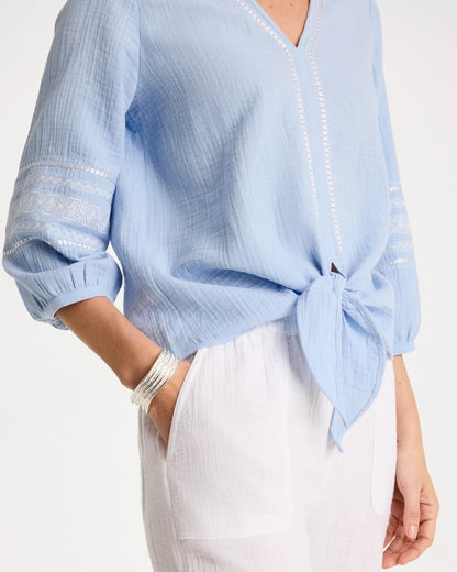 Chico's Cotton Gauze Tie-Front Blouse