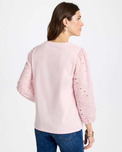 Chico's Floral Eyelet Sleeve Tee