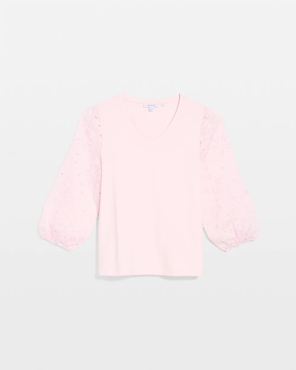 Chico's Floral Eyelet Sleeve Tee