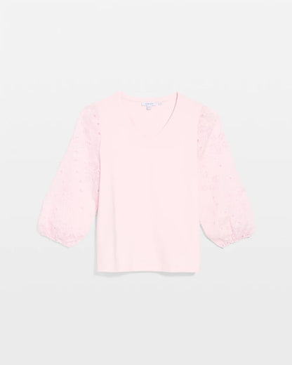 Chico's Floral Eyelet Sleeve Tee