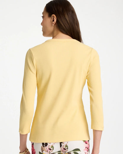 Chico's Ribbed Button Crewneck Tee