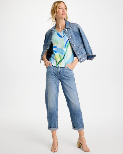 Chico's Printed Pima V-Neck Tee
