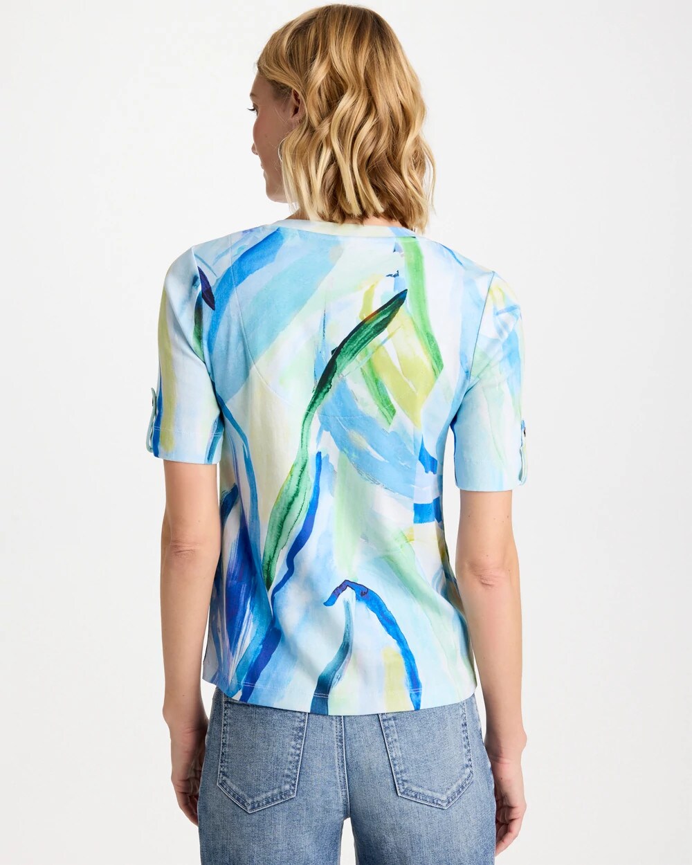 Chico's Printed Pima V-Neck Tee