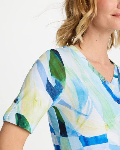 Chico's Printed Pima V-Neck Tee